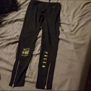 Black Nike Run Club Leggings Yellow Pacer Logo